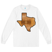 White Texas Map Western Horsehide Pattern Long Sleeve Tee - Bettercallsaul