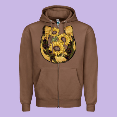 Horseshoe Sunflower Camouflage Zipper Hoodie Designed By Adodesignshop