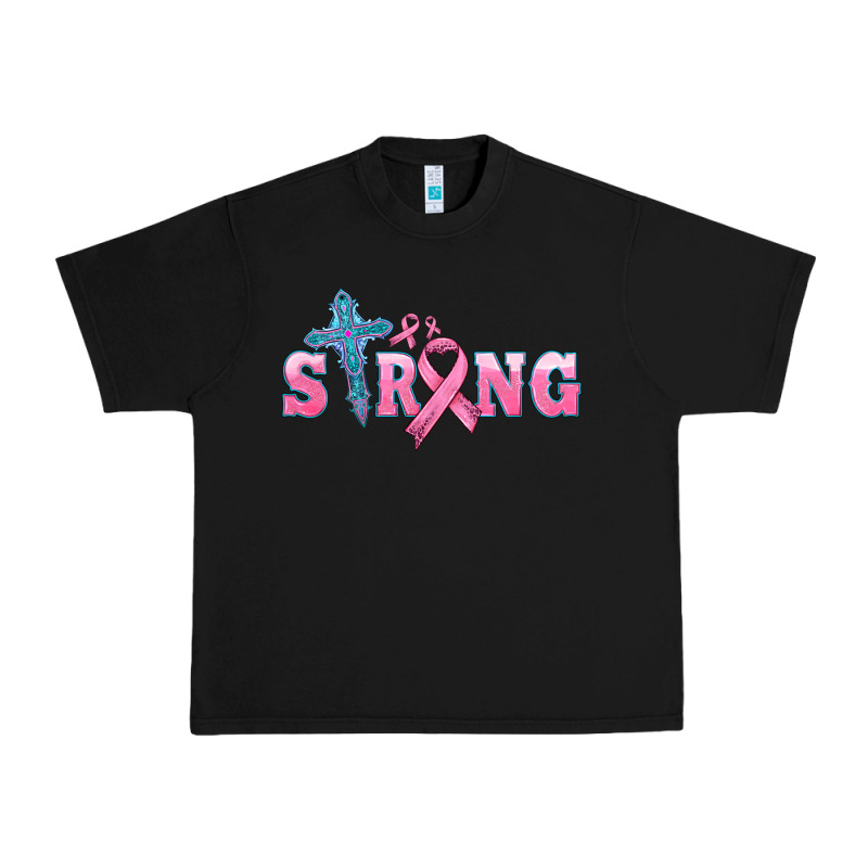 Strong With Cross Ribbon Urban Heavy Tee by HRA Design Shop | Teevron