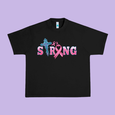 Strong With Cross Ribbon Urban Heavy Tee Designed By Hra Design Shop