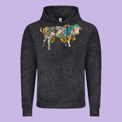 Charolais Bull With Sunflowers And Gemstone Western Patterns Vintage Hoodie Designed By Ranaportraitstore