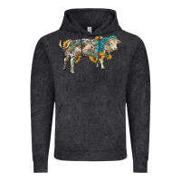 Vintage Black charolais bull with sunflowers and gemstone western patterns Vintage Hoodie - RanaPortraitStore