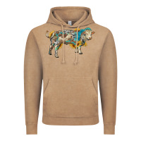 Vintage Coffee charolais bull with sunflowers and gemstone western patterns Vintage Hoodie - RanaPortraitStore