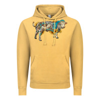 Vintage Mustard charolais bull with sunflowers and gemstone western patterns Vintage Hoodie - RanaPortraitStore