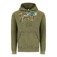 Vintage Olive charolais bull with sunflowers and gemstone western patterns Vintage Hoodie - RanaPortraitStore