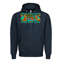 Navy blessed turquoise gemstone cactus and sunflower licanse plate Zipper Hoodie - Artiststas