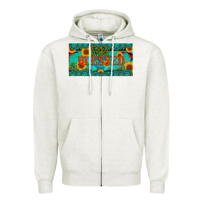 Blessed Turquoise Gemstone Cactus And Sunflower Licanse Plate Zipper Hoodie by Artiststas | Teevron