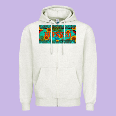 Blessed Turquoise Gemstone Cactus And Sunflower Licanse Plate Zipper Hoodie Designed By Artiststas