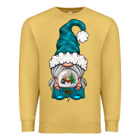 Antique Gold winter gnome with snow globe Premium Sweatshirt - NancyCooperArtShop