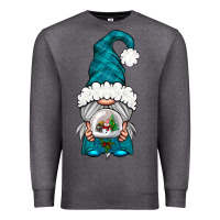 Charcoal Heather winter gnome with snow globe Premium Sweatshirt - NancyCooperArtShop
