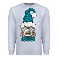 Heather Grey winter gnome with snow globe Premium Sweatshirt - NancyCooperArtShop