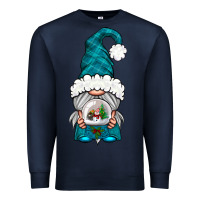 Navy winter gnome with snow globe Premium Sweatshirt - NancyCooperArtShop