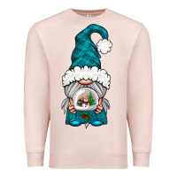 Pale Pink winter gnome with snow globe Premium Sweatshirt - NancyCooperArtShop