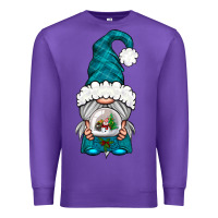 Purple winter gnome with snow globe Premium Sweatshirt - NancyCooperArtShop
