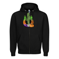 Black horseshoe halloween cactus Zipper Hoodie - AdoDesignShop