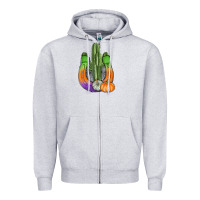Heather Grey horseshoe halloween cactus Zipper Hoodie - AdoDesignShop