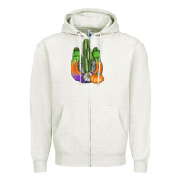 Oatmeal Heather horseshoe halloween cactus Zipper Hoodie - AdoDesignShop