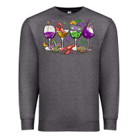 Charcoal Heather mardi gras wine glasses Premium Sweatshirt - MaliasSmallBusiness