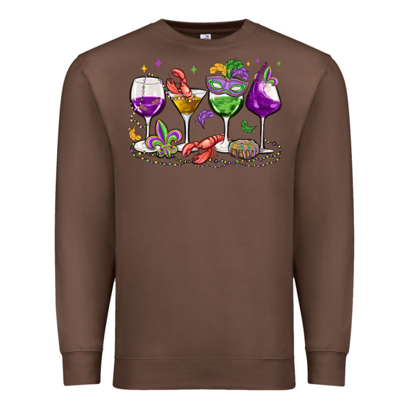 Mardi Gras Wine Glasses Premium Sweatshirt by MaliasSmallBusiness | Teevron