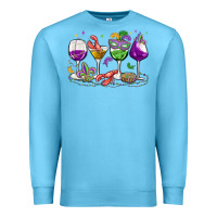 Ocean Blue mardi gras wine glasses Premium Sweatshirt - MaliasSmallBusiness