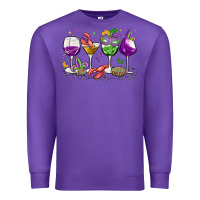 Purple mardi gras wine glasses Premium Sweatshirt - MaliasSmallBusiness