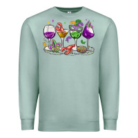 Seafoam mardi gras wine glasses Premium Sweatshirt - MaliasSmallBusiness
