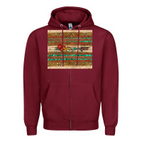 Burgundy arrow wooden sunflower Zipper Hoodie - Artiststas