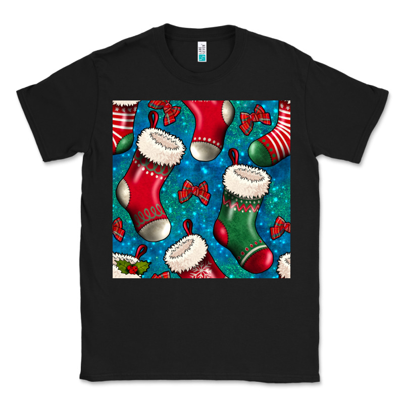 Christmas Socks Seamless Pattern Classic Tee by BundleAndBundleShop | Teevron
