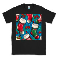 Black christmas socks seamless pattern Classic Tee - BundleAndBundleShop