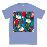 Colony Blue christmas socks seamless pattern Classic Tee - BundleAndBundleShop
