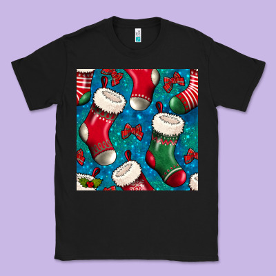 Christmas Socks Seamless Pattern Classic Tee Designed By Bundleandbundleshop