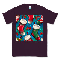 Plum christmas socks seamless pattern Classic Tee - BundleAndBundleShop
