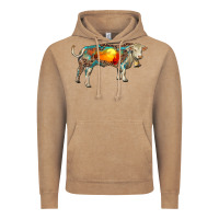 Vintage Coffee charolais bull with desert and leopard Vintage Hoodie - RanaPortraitStore