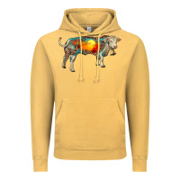 Vintage Mustard charolais bull with desert and leopard Vintage Hoodie - RanaPortraitStore