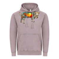 Vintage Zinc charolais bull with desert and leopard Vintage Hoodie - RanaPortraitStore