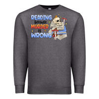 Charcoal Heather reading because murder is wrong Premium Sweatshirt - MaliasSmallBusiness