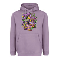 Lavender mardi gras cassette tapes Heavyweight Hoodie - MaliasSmallBusiness