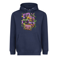 Navy mardi gras cassette tapes Heavyweight Hoodie - MaliasSmallBusiness