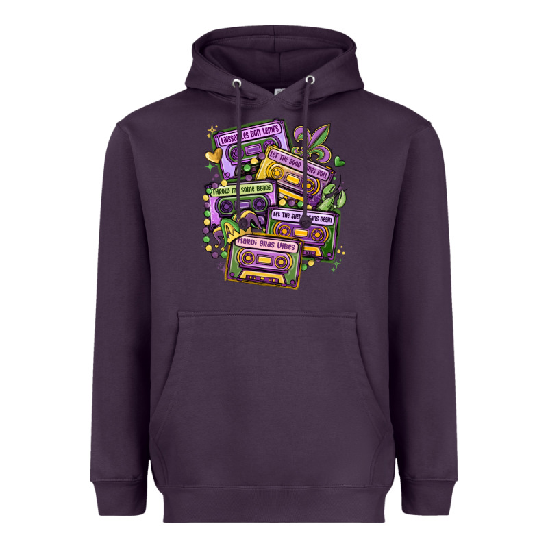 Mardi Gras Cassette Tapes Heavyweight Hoodie by MaliasSmallBusiness | Teevron