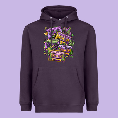 Mardi Gras Cassette Tapes Heavyweight Hoodie Designed By Maliassmallbusiness