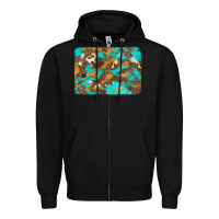 Black western turquoise leopard and cowhide background Zipper Hoodie - Artiststas
