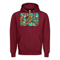 Burgundy western turquoise leopard and cowhide background Zipper Hoodie - Artiststas