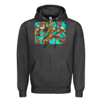 Charcoal Heather western turquoise leopard and cowhide background Zipper Hoodie - Artiststas