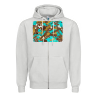 Dove Grey western turquoise leopard and cowhide background Zipper Hoodie - Artiststas