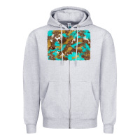 Heather Grey western turquoise leopard and cowhide background Zipper Hoodie - Artiststas