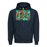 Navy western turquoise leopard and cowhide background Zipper Hoodie - Artiststas