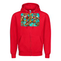 Red western turquoise leopard and cowhide background Zipper Hoodie - Artiststas