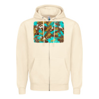 Sandshell western turquoise leopard and cowhide background Zipper Hoodie - Artiststas