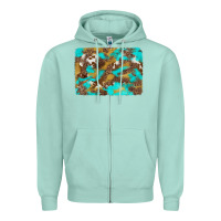 Seafoam western turquoise leopard and cowhide background Zipper Hoodie - Artiststas