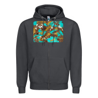 Smoke western turquoise leopard and cowhide background Zipper Hoodie - Artiststas